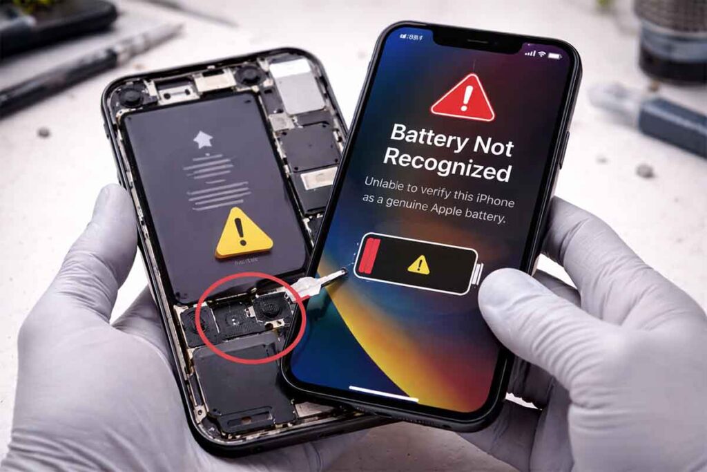 مشکل battery not recognized در گوشی های آیفون